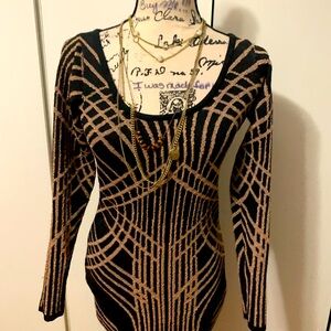 Black & gold WOW couture body con sweater dress